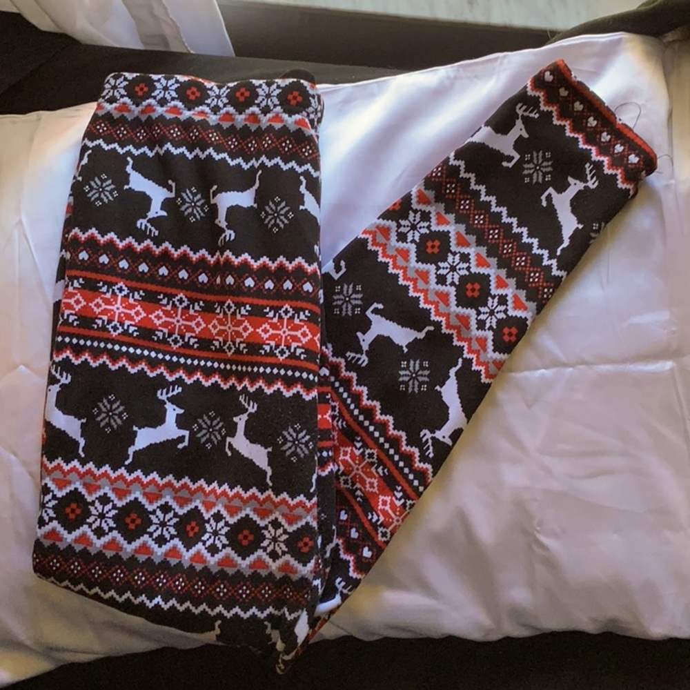 Fuzzy Christmas legging pajama pants.